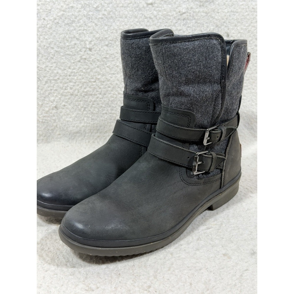 UGG Simmens Moto Boots Women’s 10 Black Waterproof Leather Wool 1005269